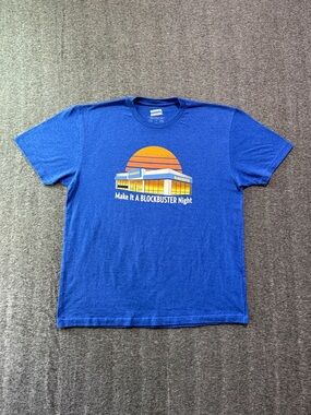 Blockbuster Video Blue Graphic Tee Size XL Retro Shirt